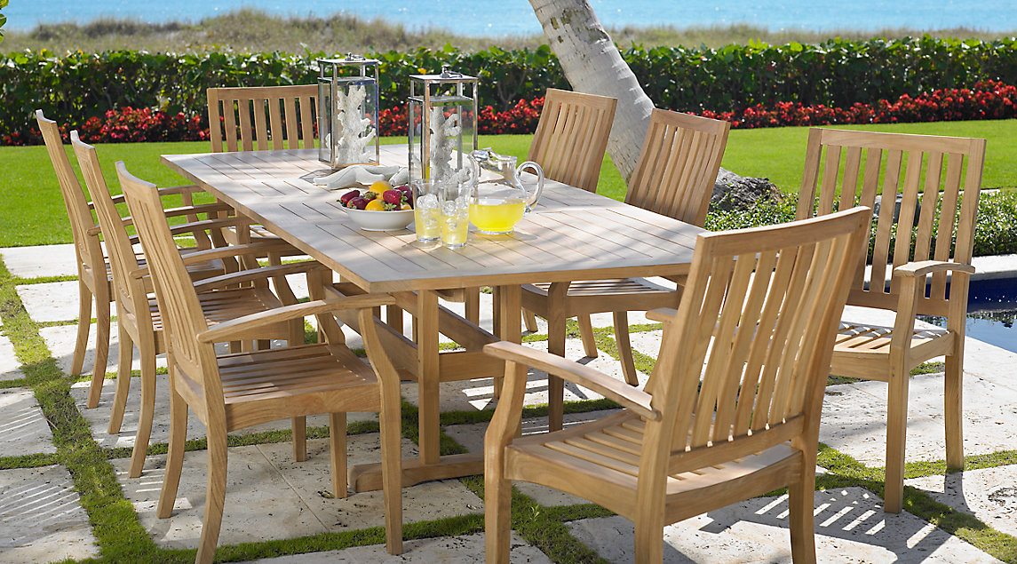 photo of teak outdoor dining table