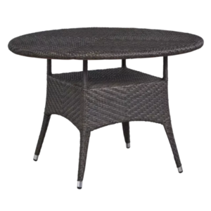 Picture of a round outdoor dining table.