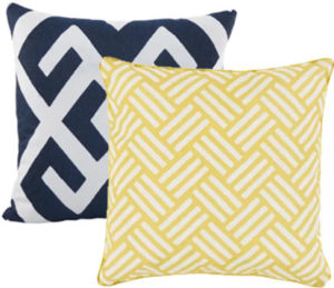blue and yellow outdoor accent pillows