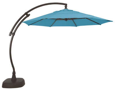 azure blue cantilever umbrella