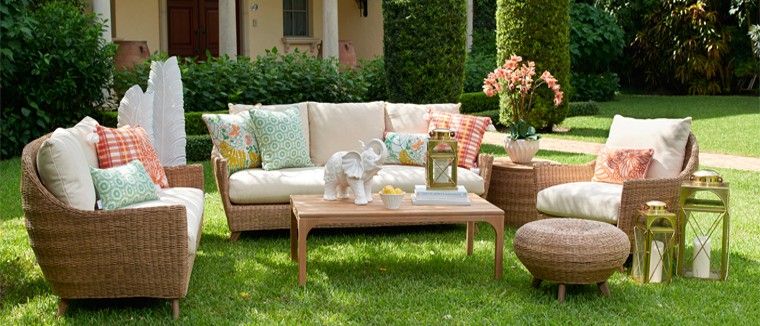 Wicker and white outdoor seating set