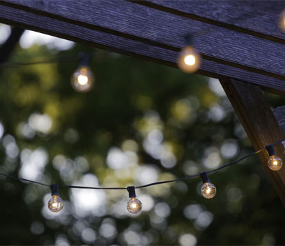 string lights on the deck