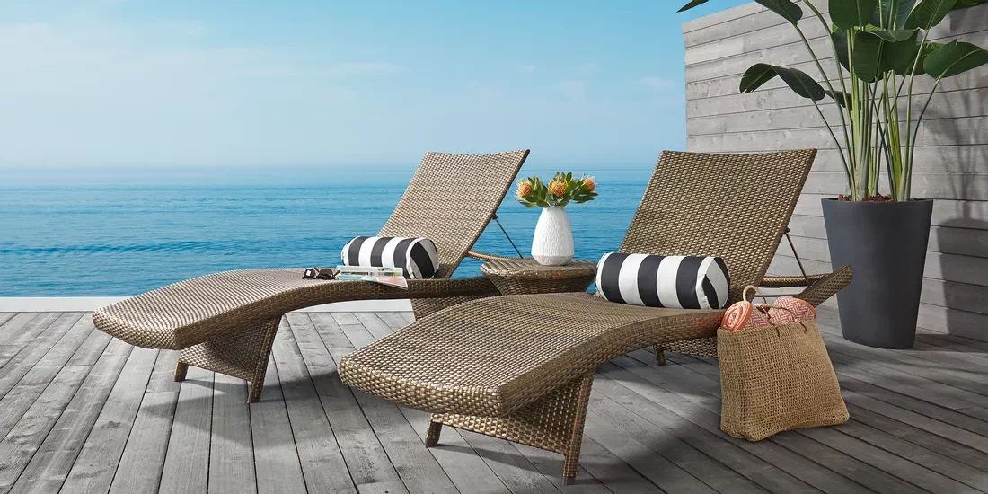Luna Lake Brown Outdoor Chaises, Set Of 2