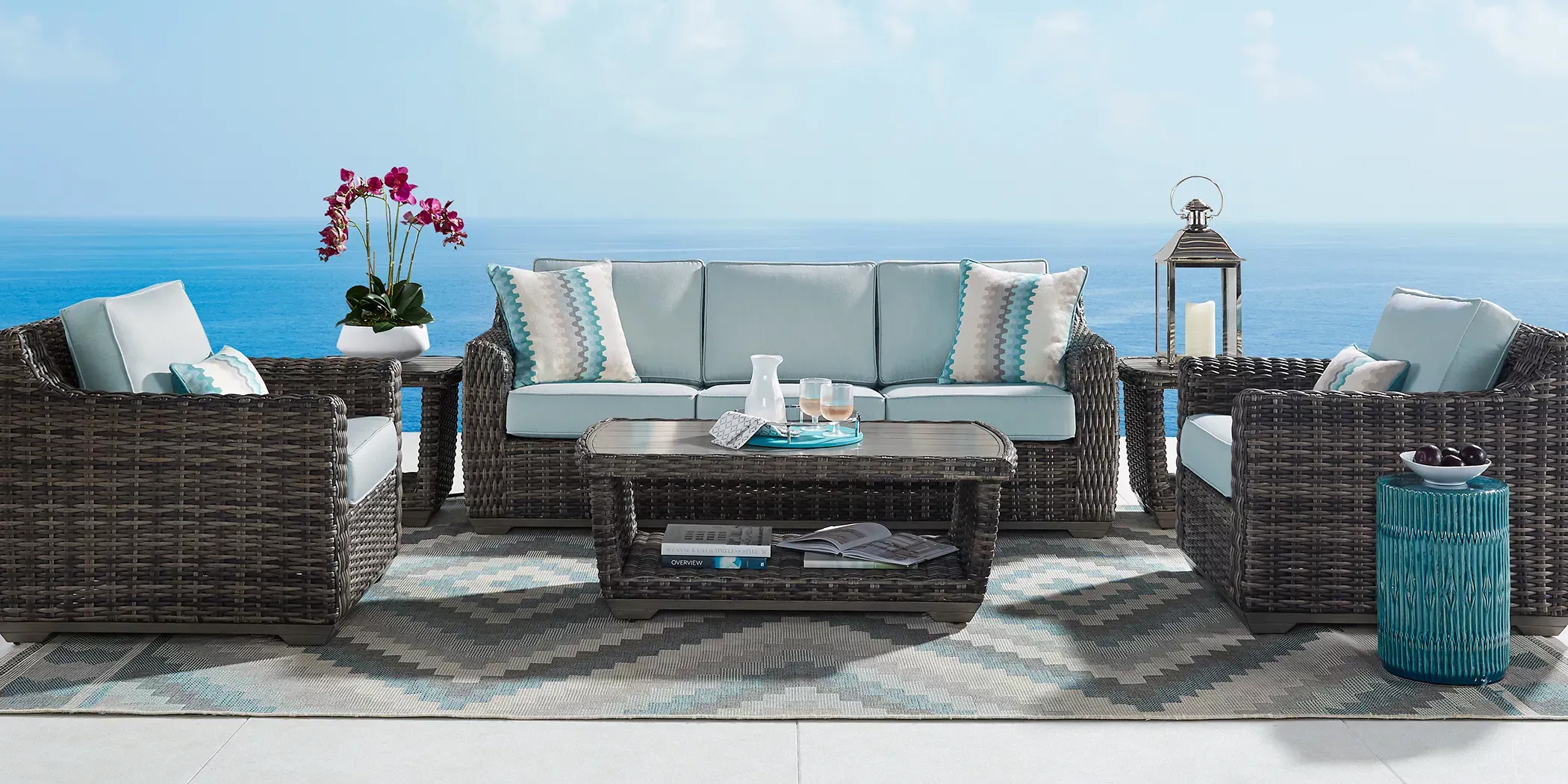charcoal wicker seating set