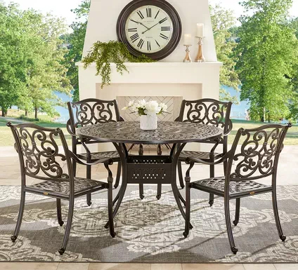wrought iron dining set with outdoor clock