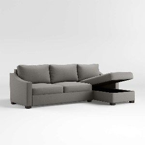 Crate and Barrel gray Fuller Sectional with Storage Chaise