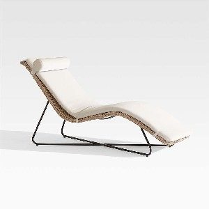Crate and Barrel white Outdoor Chaise Lounge with wicker