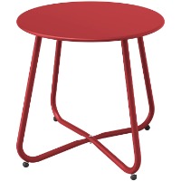 Red steel side table
