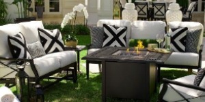 Black and white patio seating set