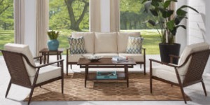 Brown and beige outdoor seating set