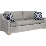 Gray wicker sofa with gray cushions