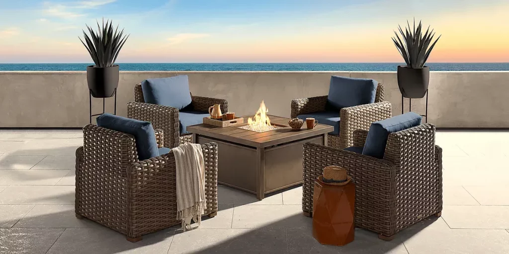 fire pit with cushions