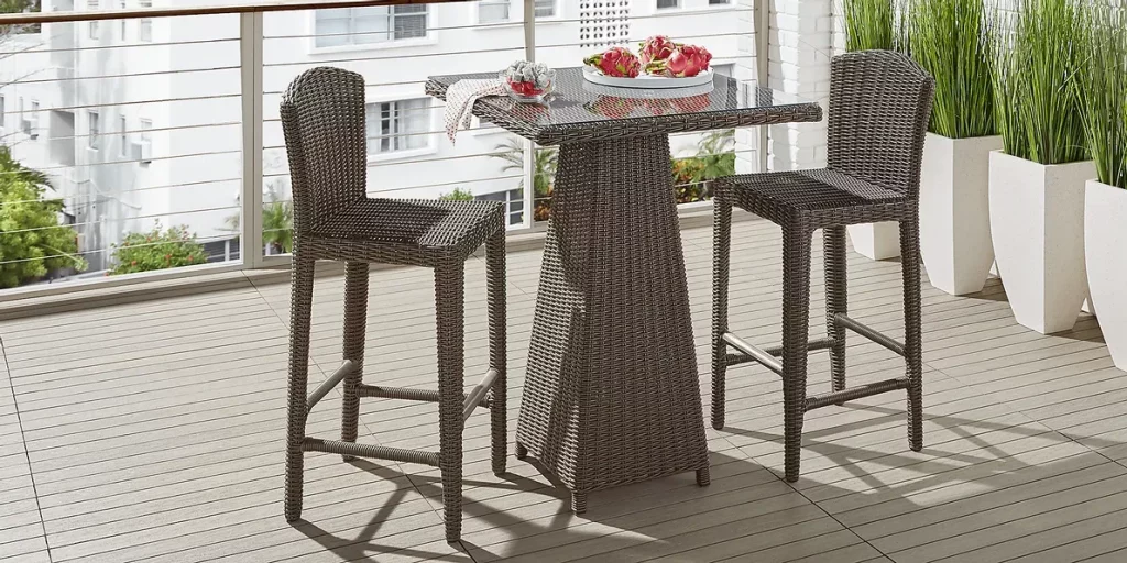 Brown Wicker 3 Pc 32 in. Square Bar Height Outdoor Dining Set